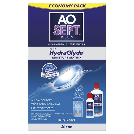 Aosept Plus with HydraGlyde 360ml + 90ml - Economy Pack