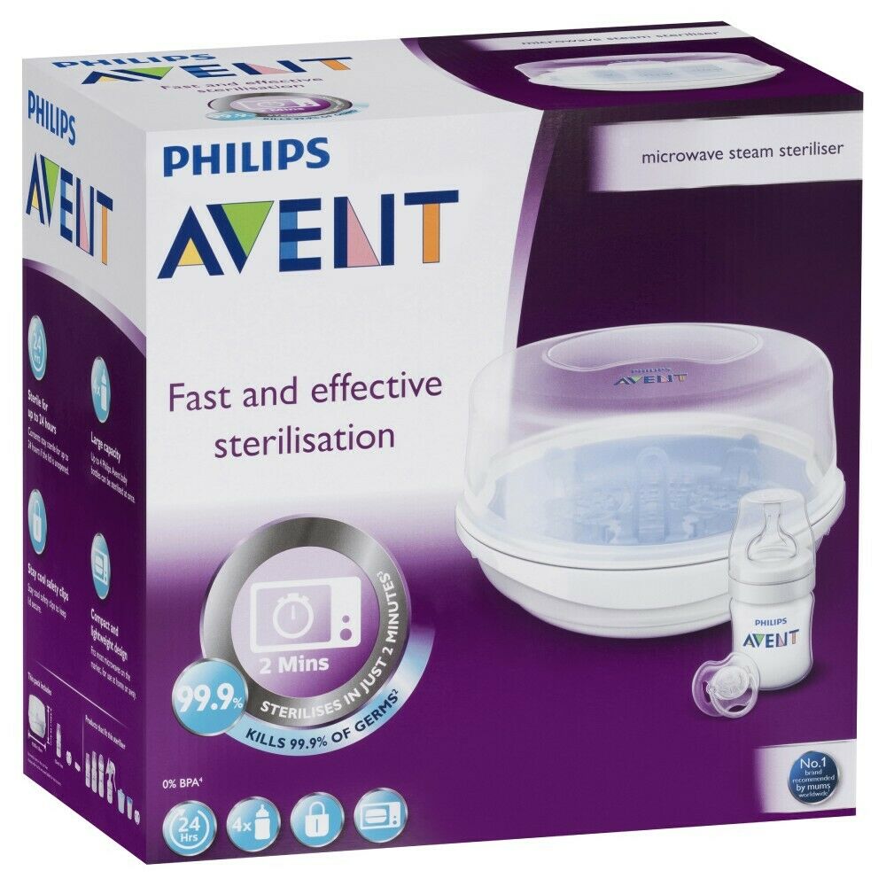 PHILIPS AVENT MICROWAVE STEAM STERILISER BABY BOTTLE BPA FREE